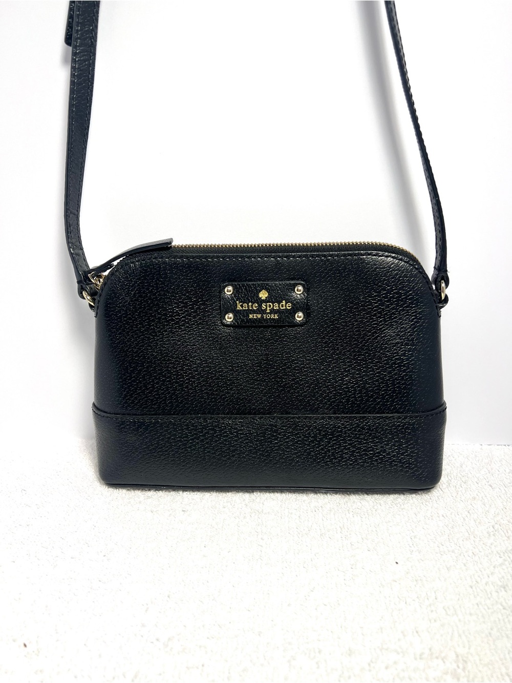 kate Spade new york Black Pebbled Leather Crossbody Bag Small Dome Purse